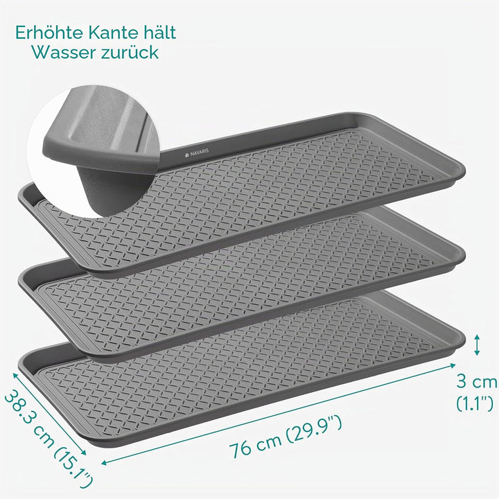Navaris Schuhablage Schuhabtropfschale - 3X Schuhmatte Abtropfmatte - Schuh Abtropfschalen Grau für