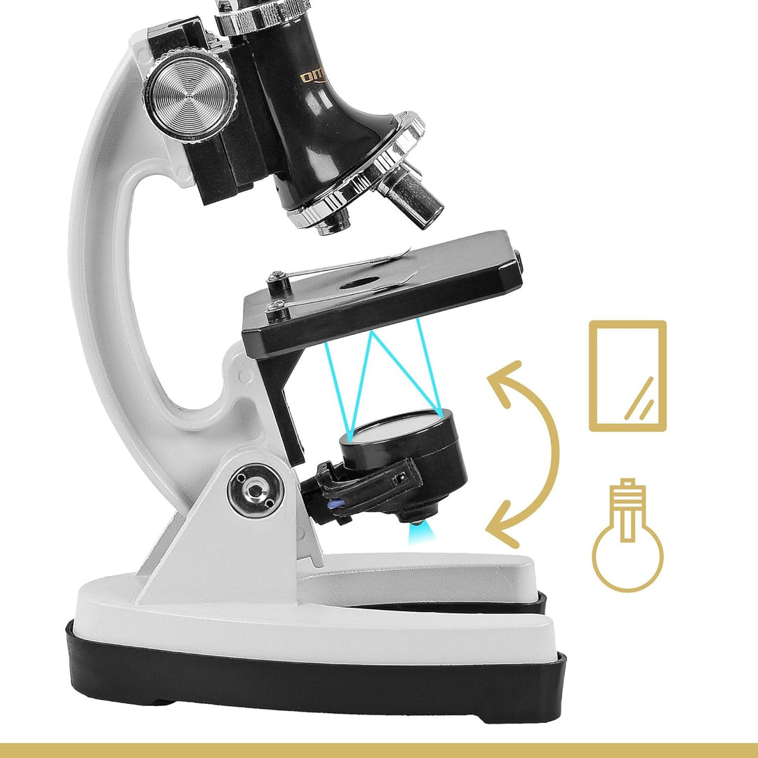 Omegon MonoView, Mikroskopier-Set, 1200x | Hochauflösendes Mikroskop für präzise Untersuchungen | In