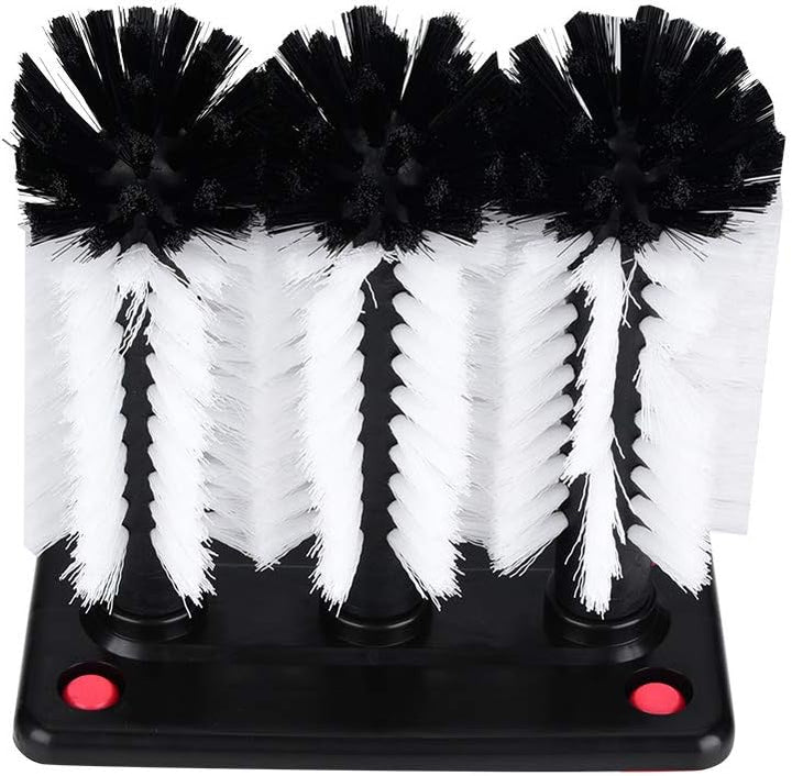 Dreifach-Glasbecher-Waschbürsten, 3 Bürsten Bar Glasbecher-Waschmaschine für Spüle mit Saugnapf-Basi