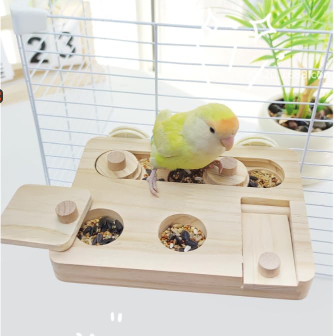 Holz Vogel Futter Puzzle Spielzeug für Papageien,Sittich, Nymphensittich,Sonne Conures-Vögel Interak