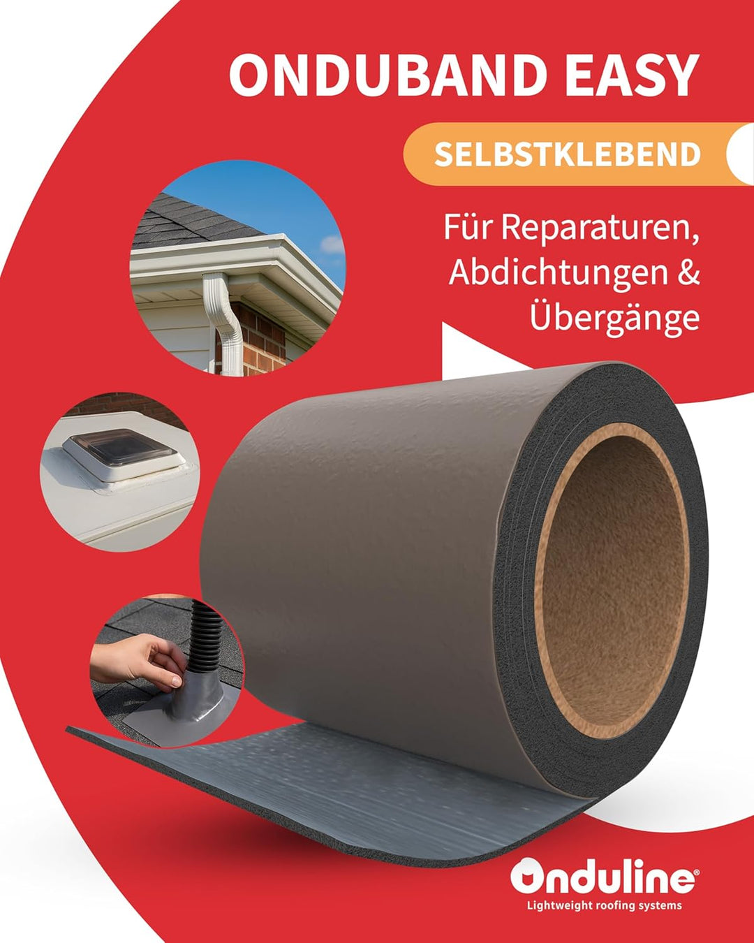 Onduline – Onduband Easy Bitumen Dichtungsband 5m x 10cm – Kaltselbstklebendes Bitumenband wasserdic