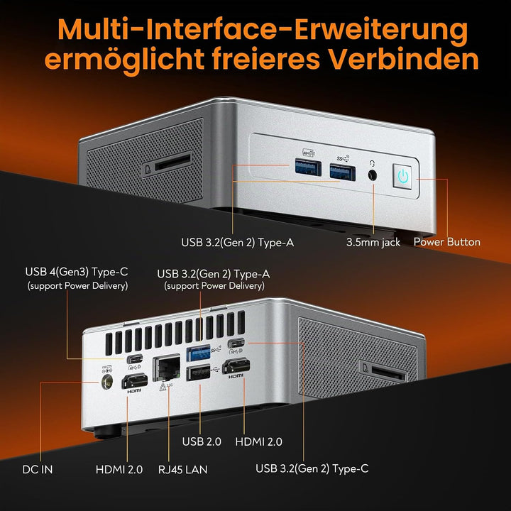 GEEKOM AI Mini PC Windows 11, AE8 AMD Ryzen 7 8845HS Mini Computer(8 Kerne 16 Threads, bis zu 5,1 GH