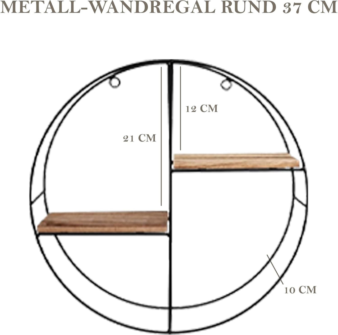 Vivol Schwarzes Metallwandregal mit Holzböden (Rund 2 Holzböden)
