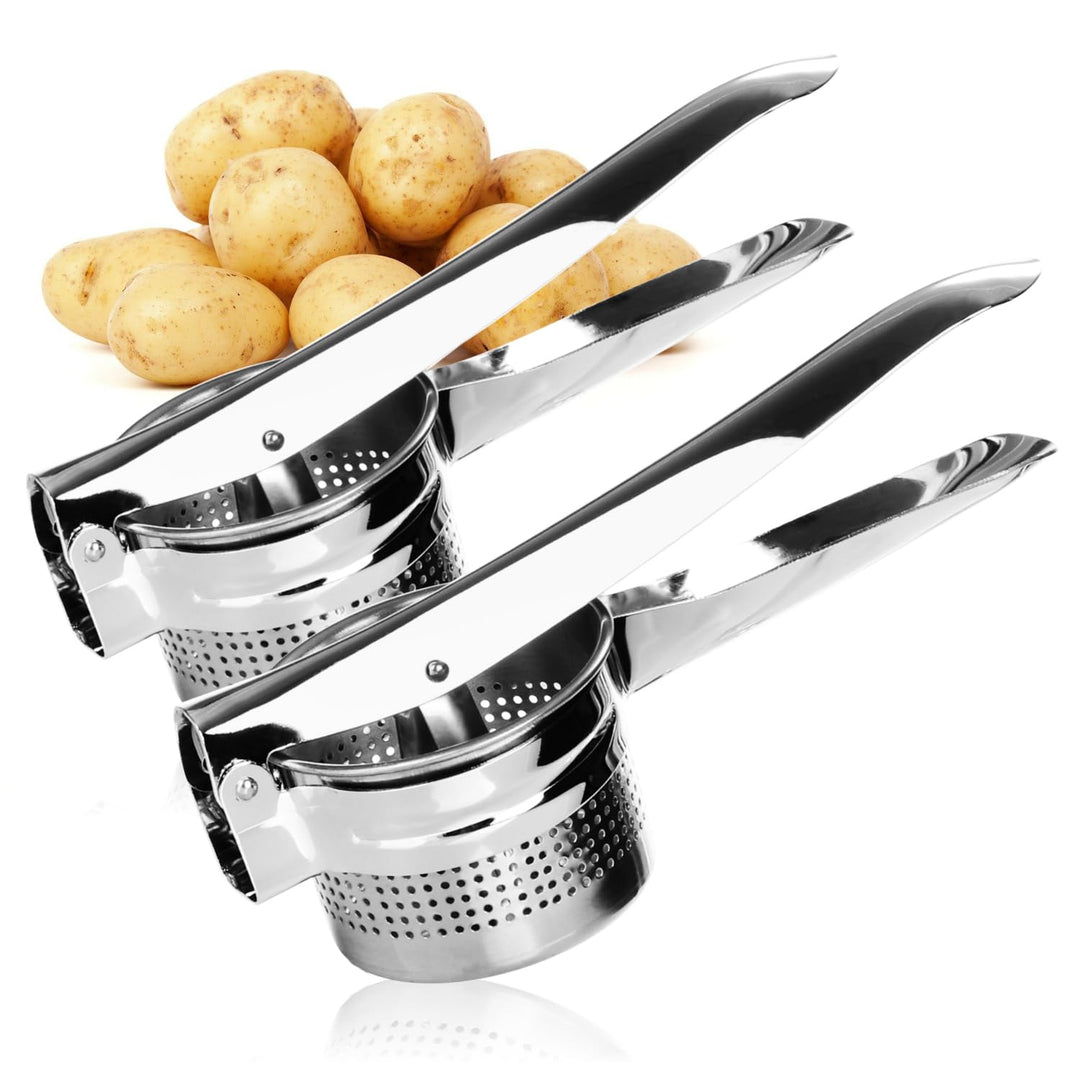 COM-FOUR® 2x Kartoffelpresse - Handpresse für Kartoffeln, Obst und Gemüse mit herausnehmbaren Siebei