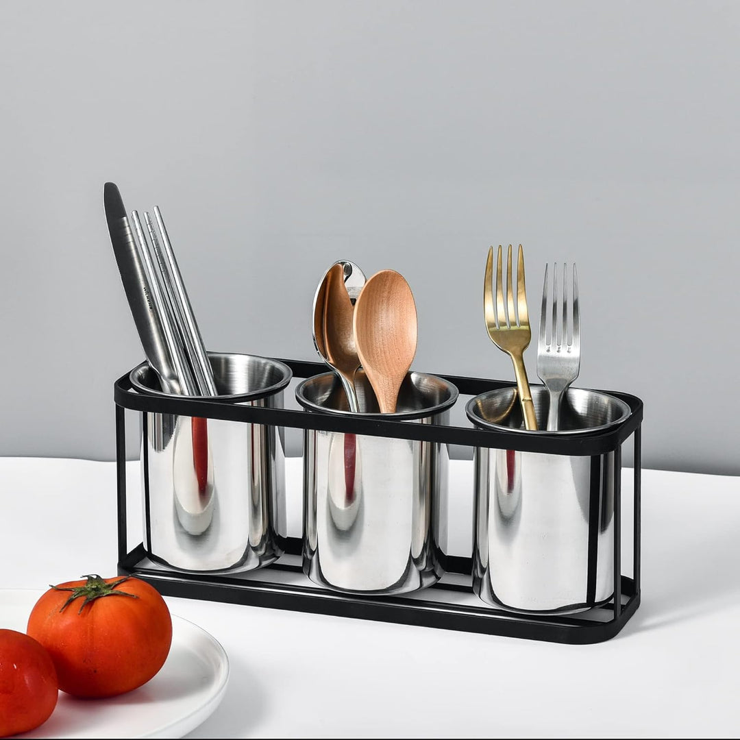 IMEEA Besteckhalter SUS304 Edelstahl Besteckkorb Besteckbehälter Küchen Utensilienhalter mit Metalls