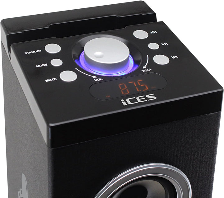Lenco iCes IBT-6 Bluetooth-Standlautsprecher, 40 Watt Musikleistung (UKW-Radio, USB, SD-Kartenleser,