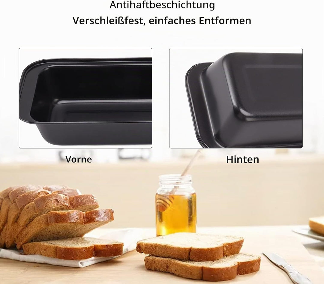 Jenngaoo 3 Stück Antihaft Backform, 25x13x6 cm Brotbackform aus Kohlenstoffstahl Rechteckige Kastenf