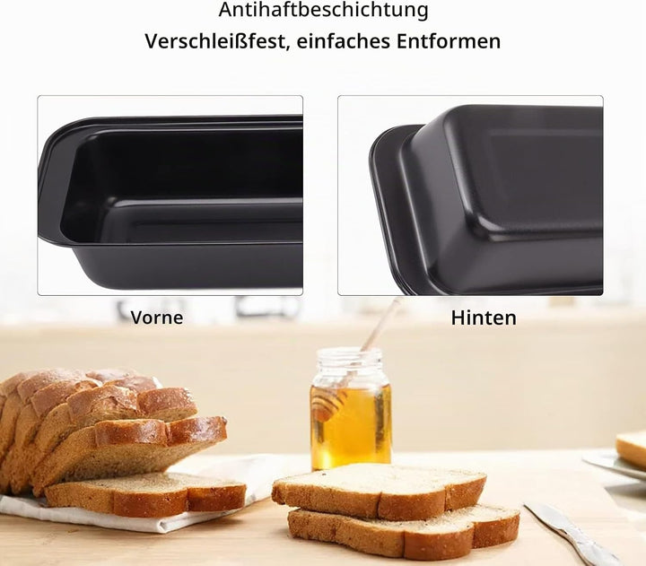 Jenngaoo 3 Stück Antihaft Backform, 25x13x6 cm Brotbackform aus Kohlenstoffstahl Rechteckige Kastenf