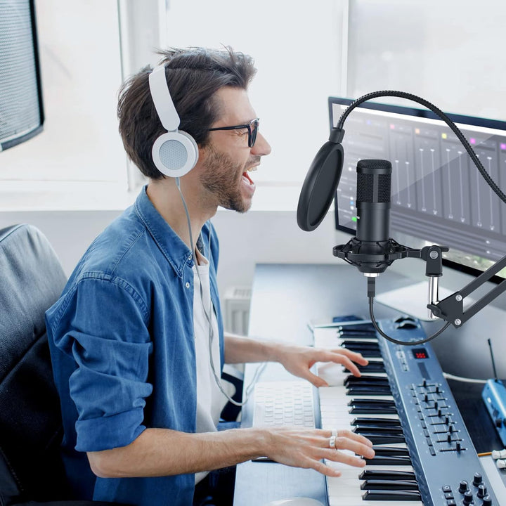 SUDOTACK USB Gaming Mikrofon, Professionelles Mikrofon PC Kondensator mit Arm, Popfilter, Mikrofonsp