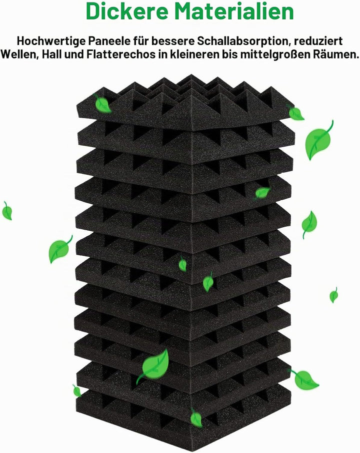AGPtEK Schalldämmende Polsterung 24 Stück Schaumstoff-Dämmplatten 25 x 25 x 5 cm Akustikschaumstoff
