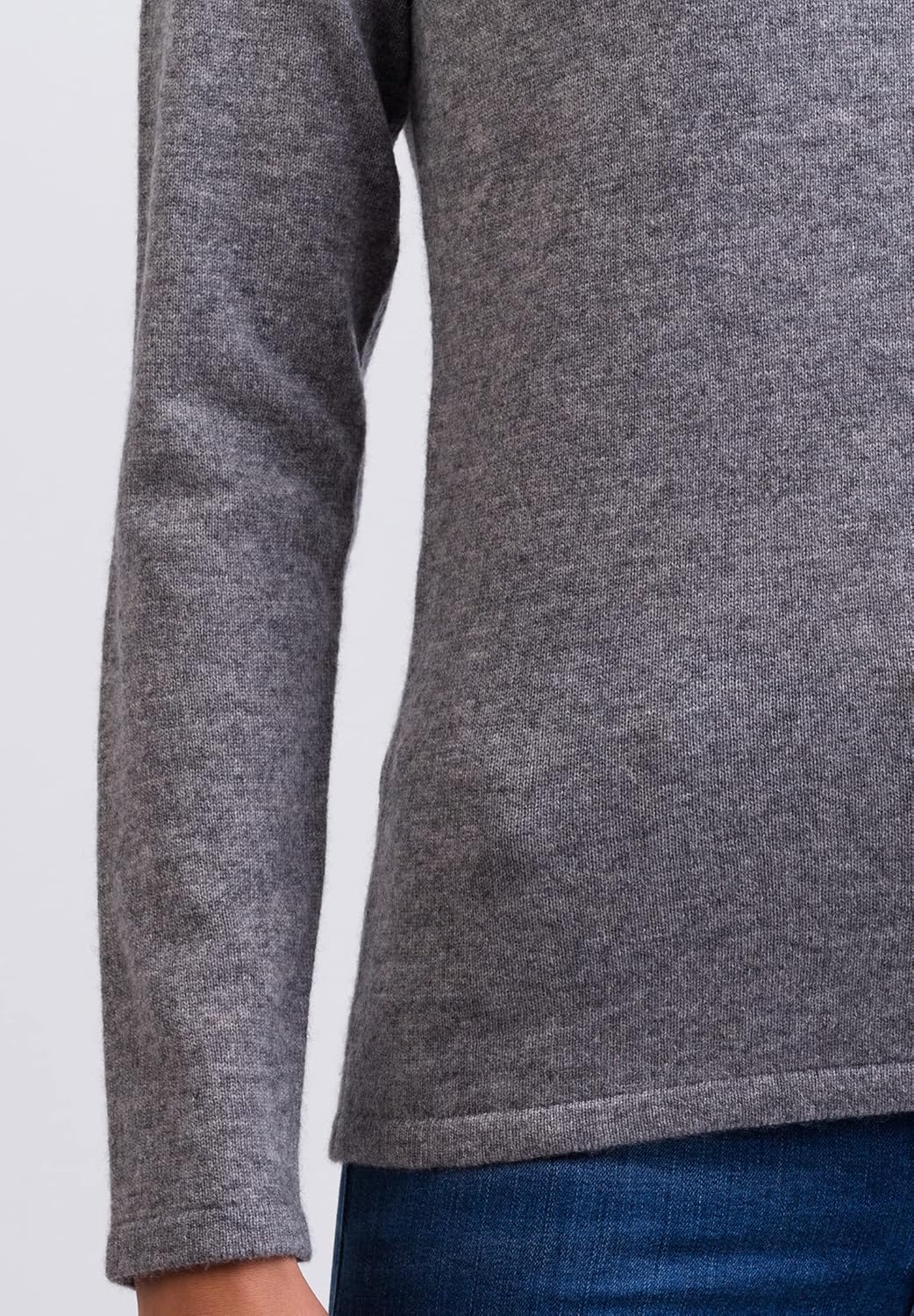 100% Kaschmir Damen Pullover | Sweater Rundhalsausschnitt 2-fädig, Grau