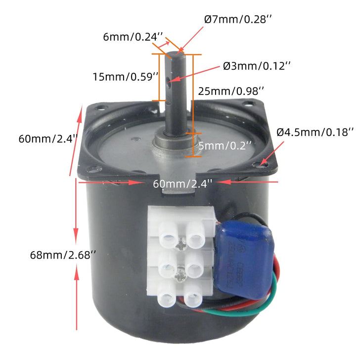 CHANCS 68KTYZ Elektromotor Barbecue High Torque 220V AC 10r/min mit Motorhalterung und Stromverlänge