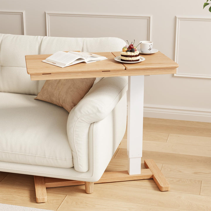 YQJJGL Massivholz-Beistelltisch mit Rollen, mobiler Stehtisch, 80 × 40 cm grosse Tischplatte, verste