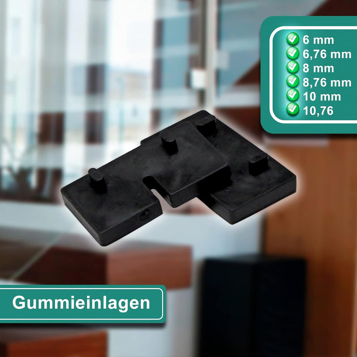 PRIOstahl Glashalter 4 Stück Glasklemmen Set Edelstahl Abstandhalter Klemmhalter V2A 45 X 45 x 26 mm