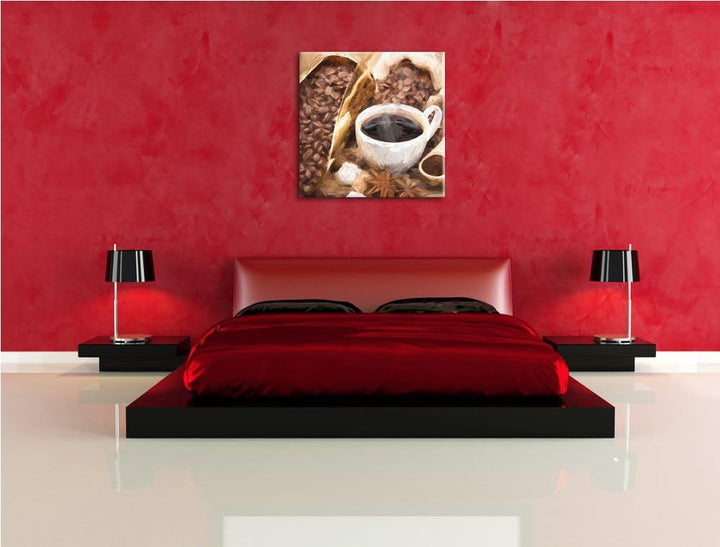 Pixxprint Kaffeebohnen als Leinwandbild/Grösse: 70x70 cm/Wandbild/Kunstdruck/fertig bespannt, 70x70