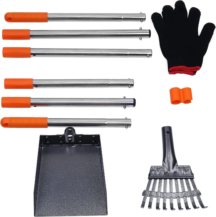 HAPPY HACHI Hundekotschaufel und Harke Set, Hundekotsammler mit verstallber Länge Griff, für grosse