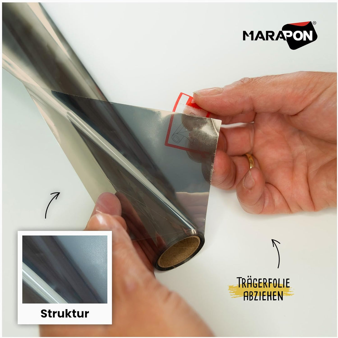 MARAPON® Spiegelfolie Fenster Sichtschutz [75x200 cm] Fensterfolie Sonnenschutz aussen ohne Rückstän