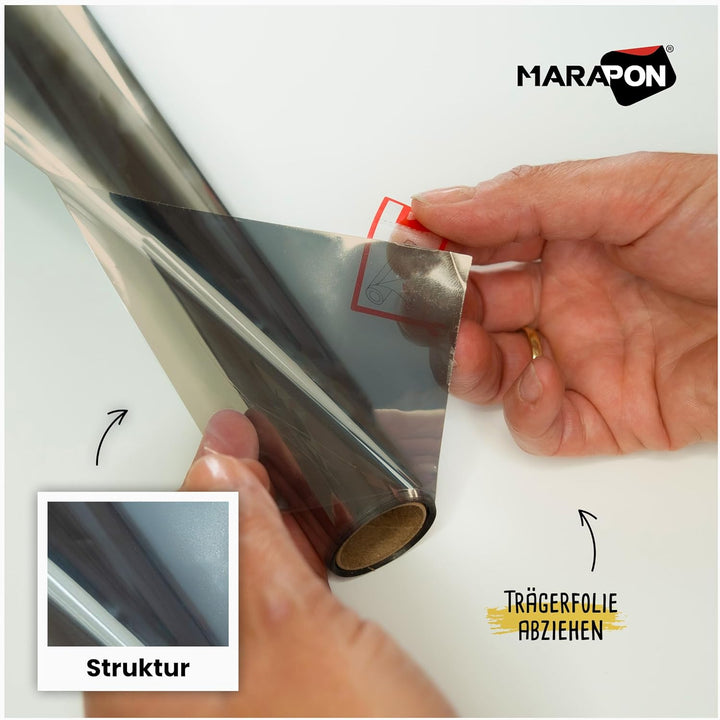 MARAPON® Spiegelfolie Fenster Sichtschutz [75x200 cm] Fensterfolie Sonnenschutz aussen ohne Rückstän