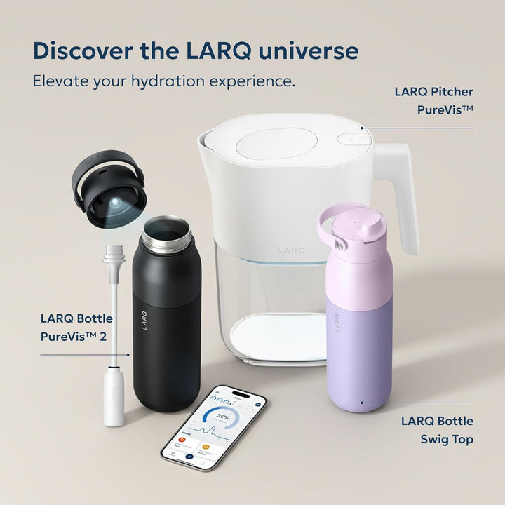 LARQ Bottle Movement PureVis 710ml - Leichte selbstreinigende und nicht isolierte Edelstahl-Wasserfl