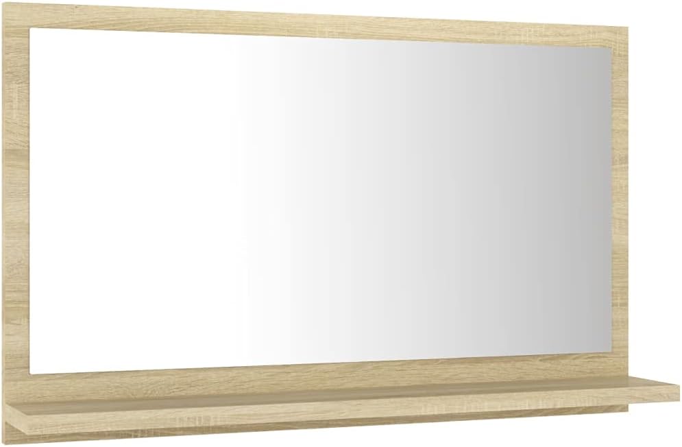 Spanplatte Badspiegel mit Spiegel und Ablagen Wandspiegel Badmöbel für Badezimmer und Waschraum 60 x