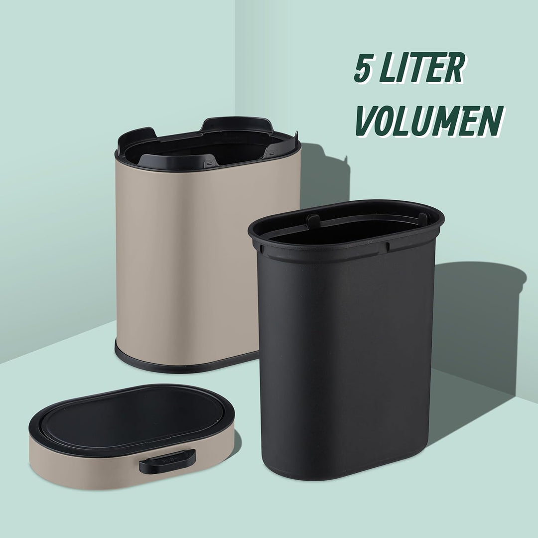 Relaxdays Mülleimer Wandmontage, 5 Liter, Einhängen oder Kleben, Inneneimer, Küchenabfalleimer, Badm