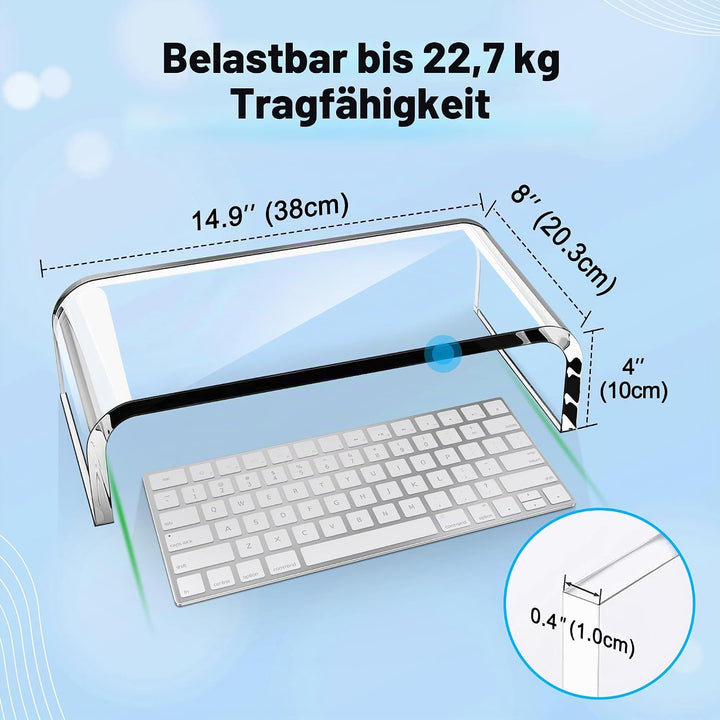 AboveTEK Acryl-Monitorständer Klarer Monitorständer &amp; Computer-Schreibtischständer, Premium-Acryl-La