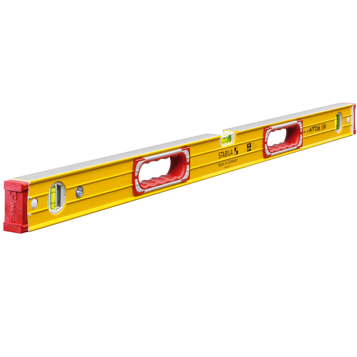 STABILA Wasserwaage Type 196-2, 100 cm, extrasteifes Alu-Profil, 1 Horizontal-, 2 Vertikal-Libellen,
