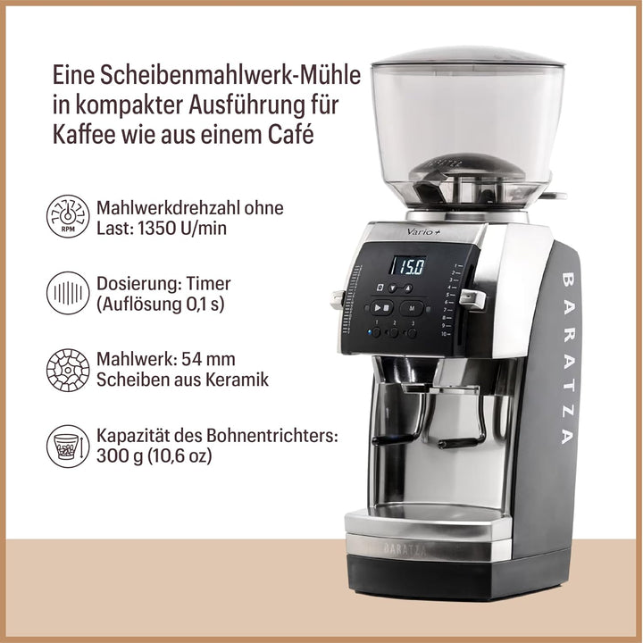 Baratza - Vario+ 230V Kaffeemühle - Elektrische Kaffeemühle mit Mahlwerk, Schwarz, Schwarz