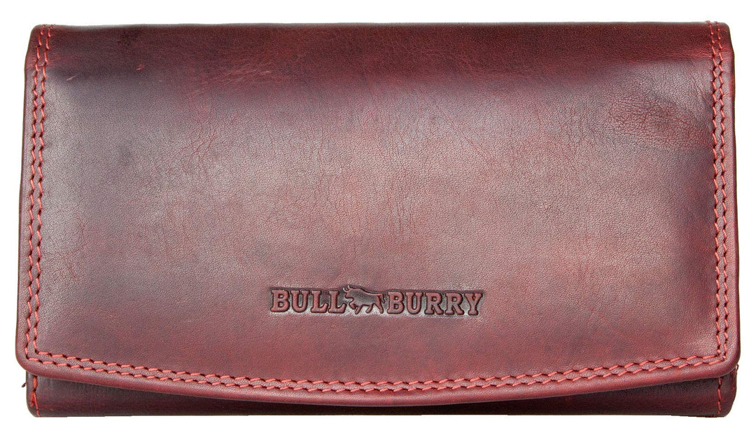 Bull Burry Geräumige dunkelrote RFID-Lederbrieftasche ganz aus einem starken echten Rindsleder