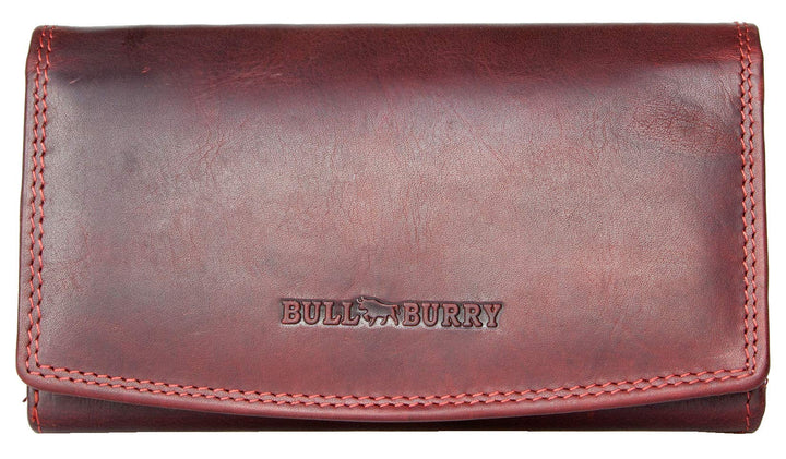 Bull Burry Geräumige dunkelrote RFID-Lederbrieftasche ganz aus einem starken echten Rindsleder