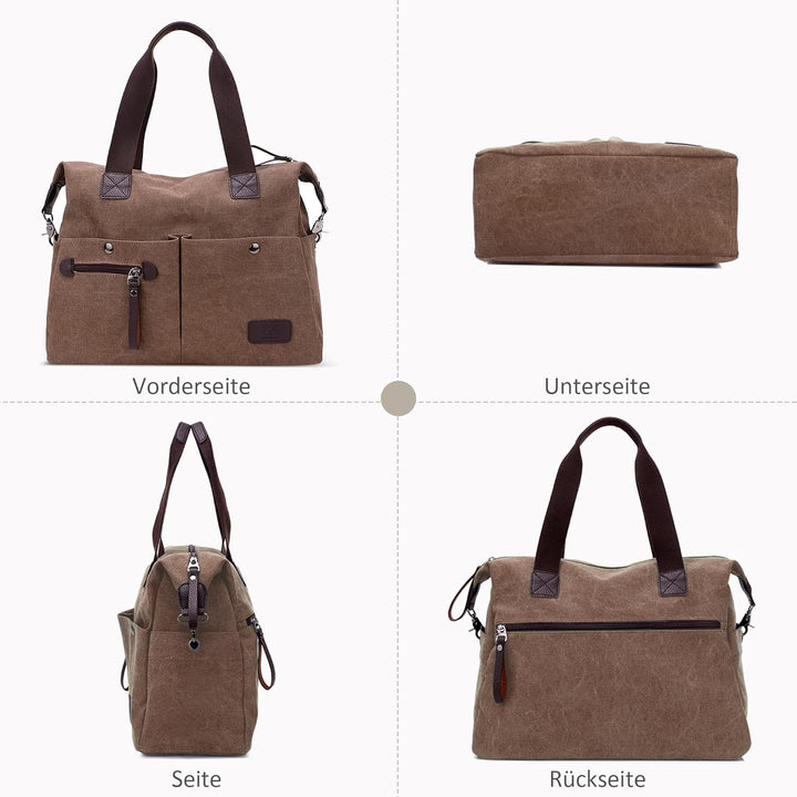 DIRRONA Mode Damen Canvas Handtasche Canvas Schultertasche Beiläufig Hobo Tasche Schule Einkaufen Mu