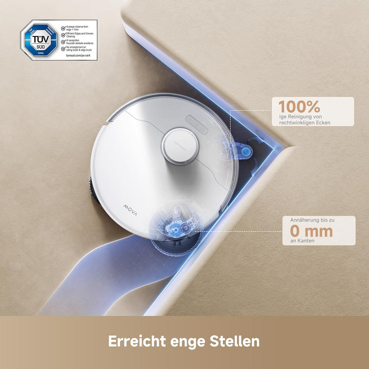 Mova P50 Ultra Saugroboter mit flexiblem Wischmopp, 19.000 Pa Saugkraft, Ecken- und Kantenreinigung,
