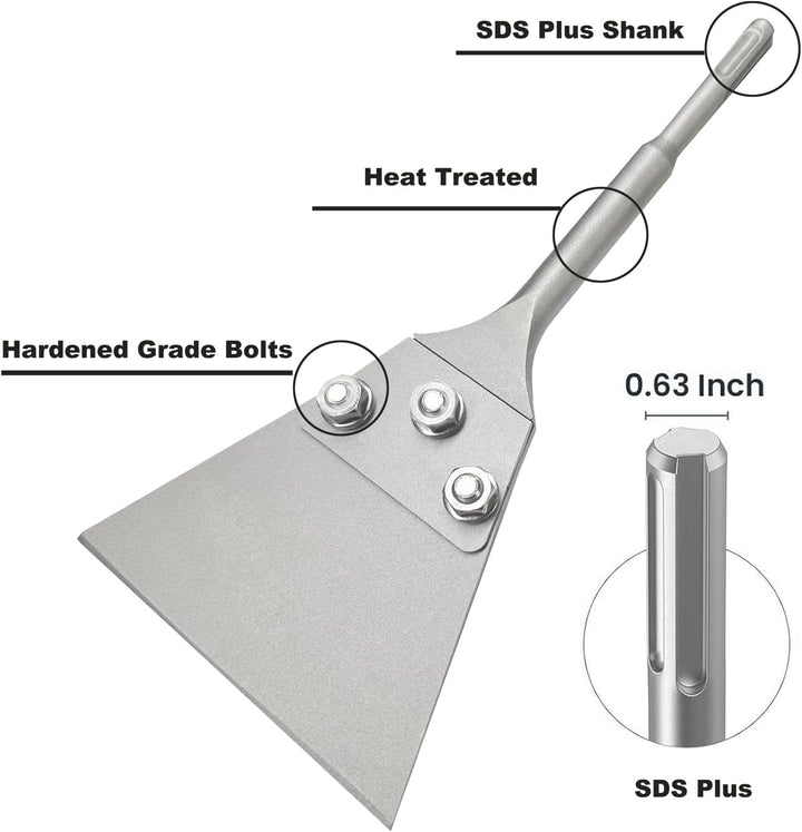 Greywolf SDS Plus Bodenschaber-Set, 12,7 x 27,9 cm, Fliesenentfernungswerkzeug für SDS Plus Meissel