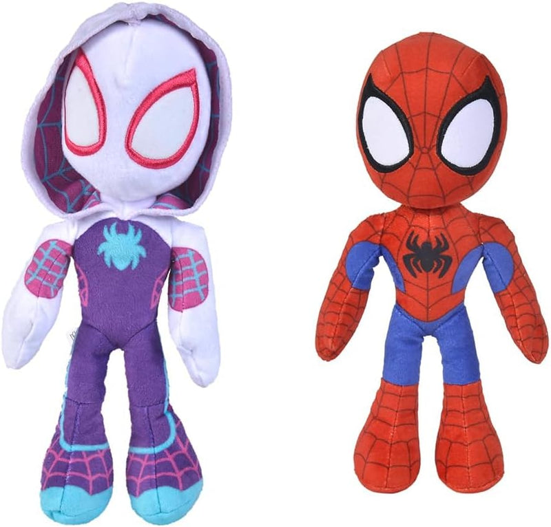 Simba 6315875810X12 - Disney Marvel Spidey, 25cm Plüschfigur mit Glow in The Dark Augen & 6315875811