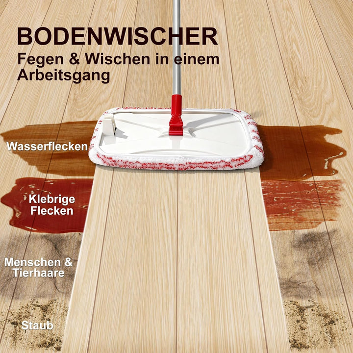 Grosser Mikrofasermopp 41*22cm, Flacher Wischmopp 5 Pads für Boden | 360° drehbarer Bodenwischer Set