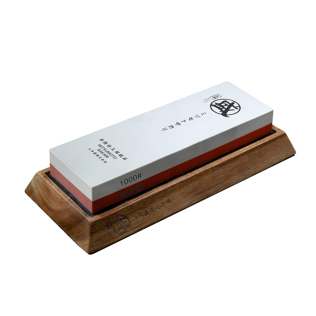 MITSUMOTO SAKARI Japanische Schleifstein Messer, Wetzstahl für professionelle Küchenmesser, 1000/300