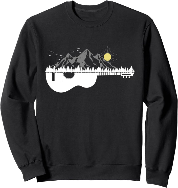 Gitarre Berge Musiker Bergsport Wander Ski Snowboard Motiv Sweatshirt