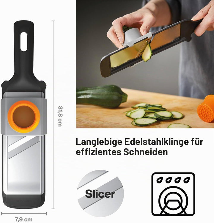 Fiskars Gemüsehobel, Masse: 32 x 8 cm, Metall/Kunststoff, Functional Form, 1014416, Schwarz, Gemüseh
