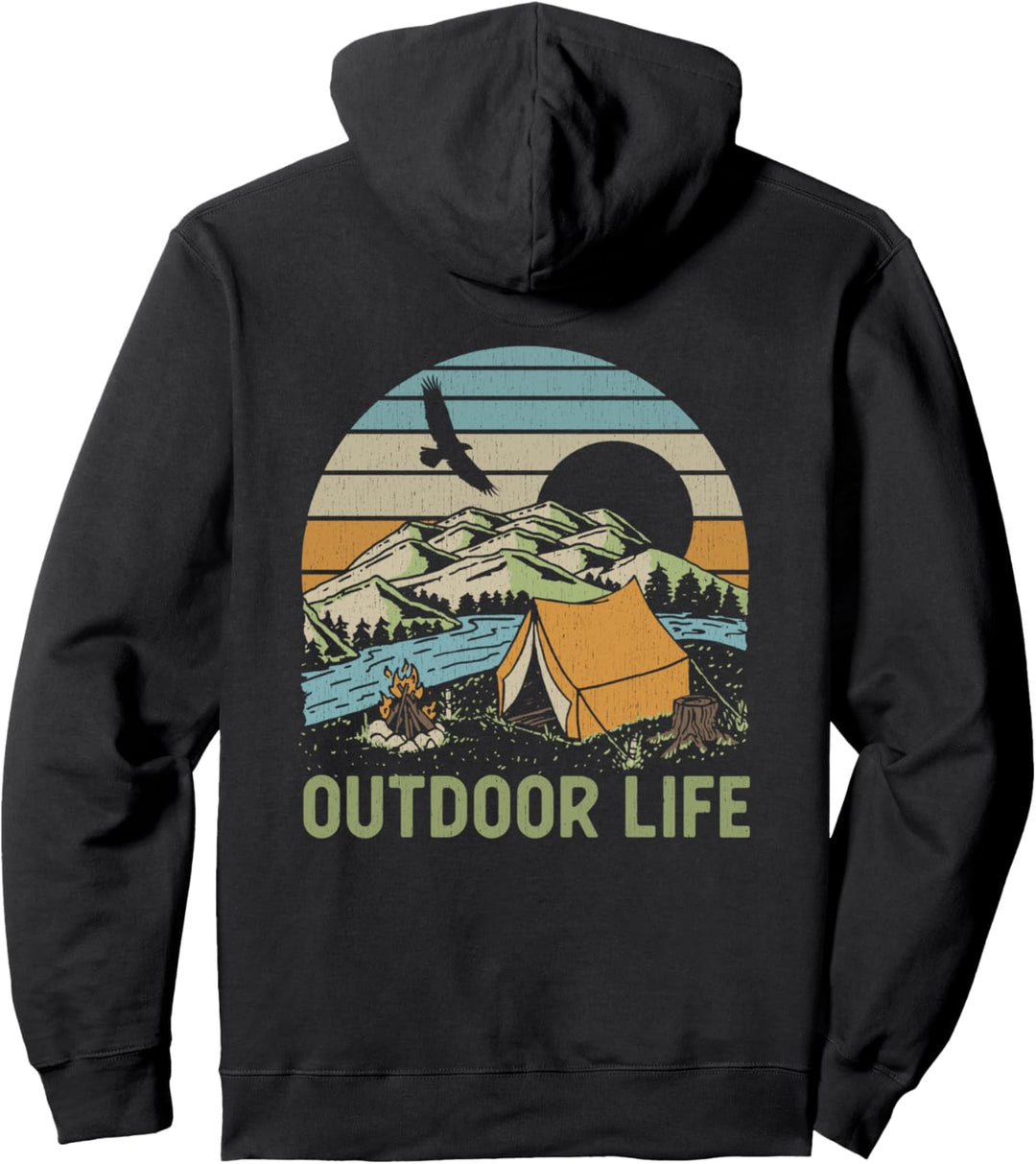 Trendy Outdoor Life Sunset Camp Life Front & Back Pullover Hoodie