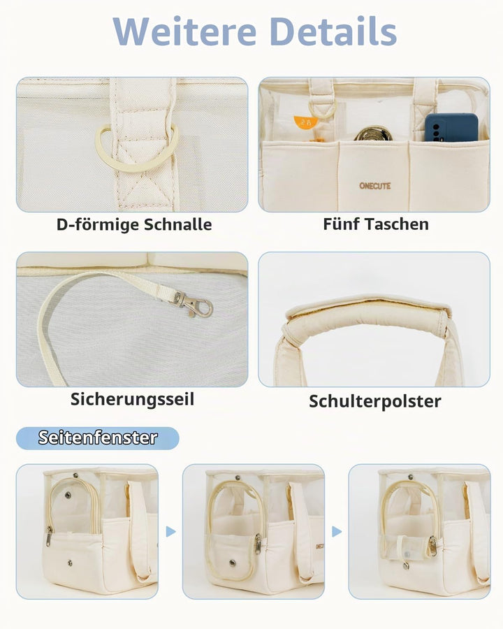 Hundetasche für Kleine Hunde, Katzen &amp; Kaninchen – Klappbare Tragetasche mit Sicherheitsverschluss,