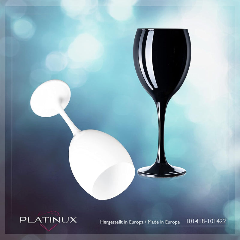 PLATINUX Schwarze & Weisse Weingläser aus Glas Wasserglas Set 6 Teilig 130ml (max. 320ml) Getränkegl