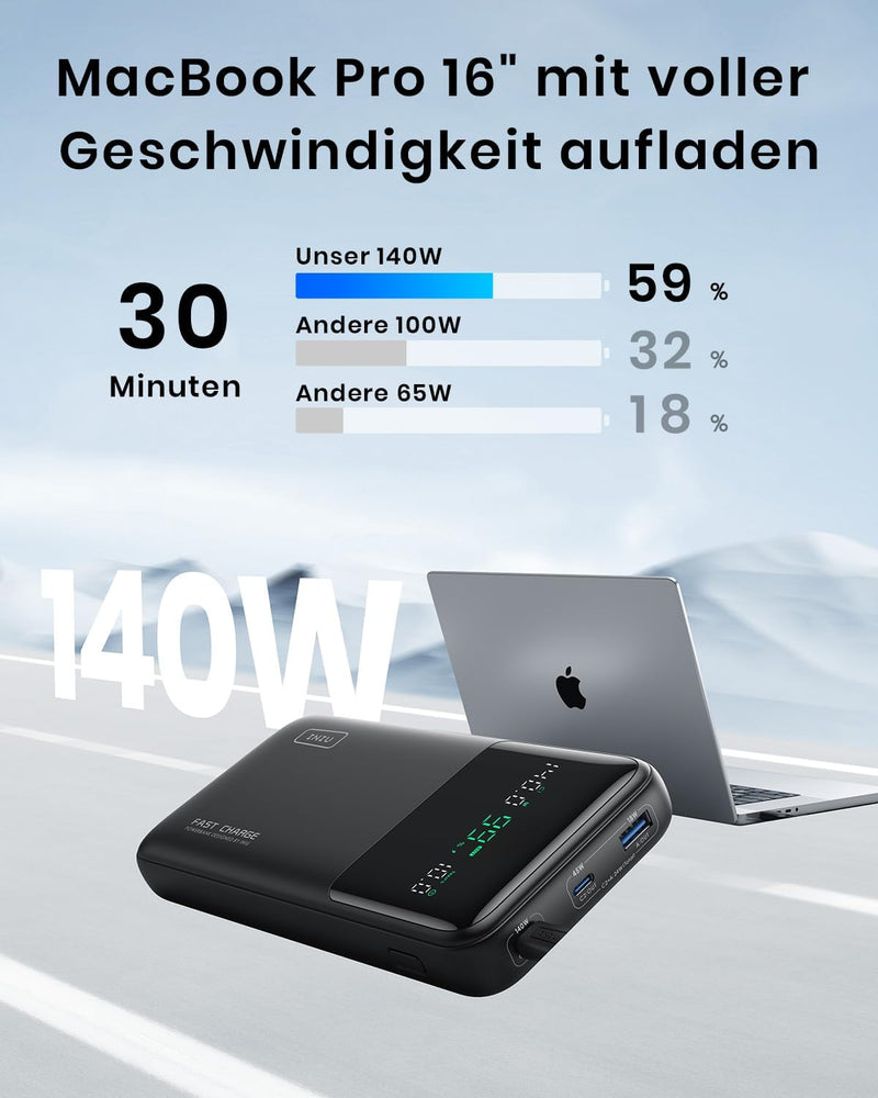 INIU Power Bank, 27000mAh 140W Power Bank Klein Aber Stark USB C Input & Output for Phone & Laptop,