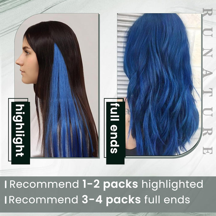 RUNATURE I Tip Extensions Echthaar Blau 45cm Pre Bonded Extension Echthaar Blau 25g 25 Strähne Haarv