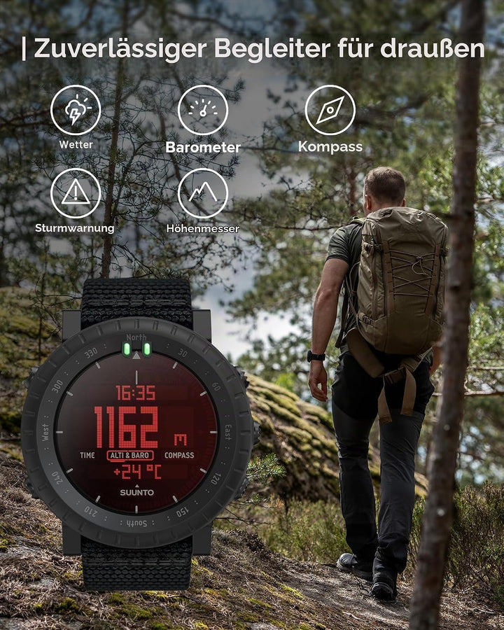 Suunto Core Alpha Stealth Outdoor-Uhr mit Höhenmesser, Barometer und Kompass, Stealth