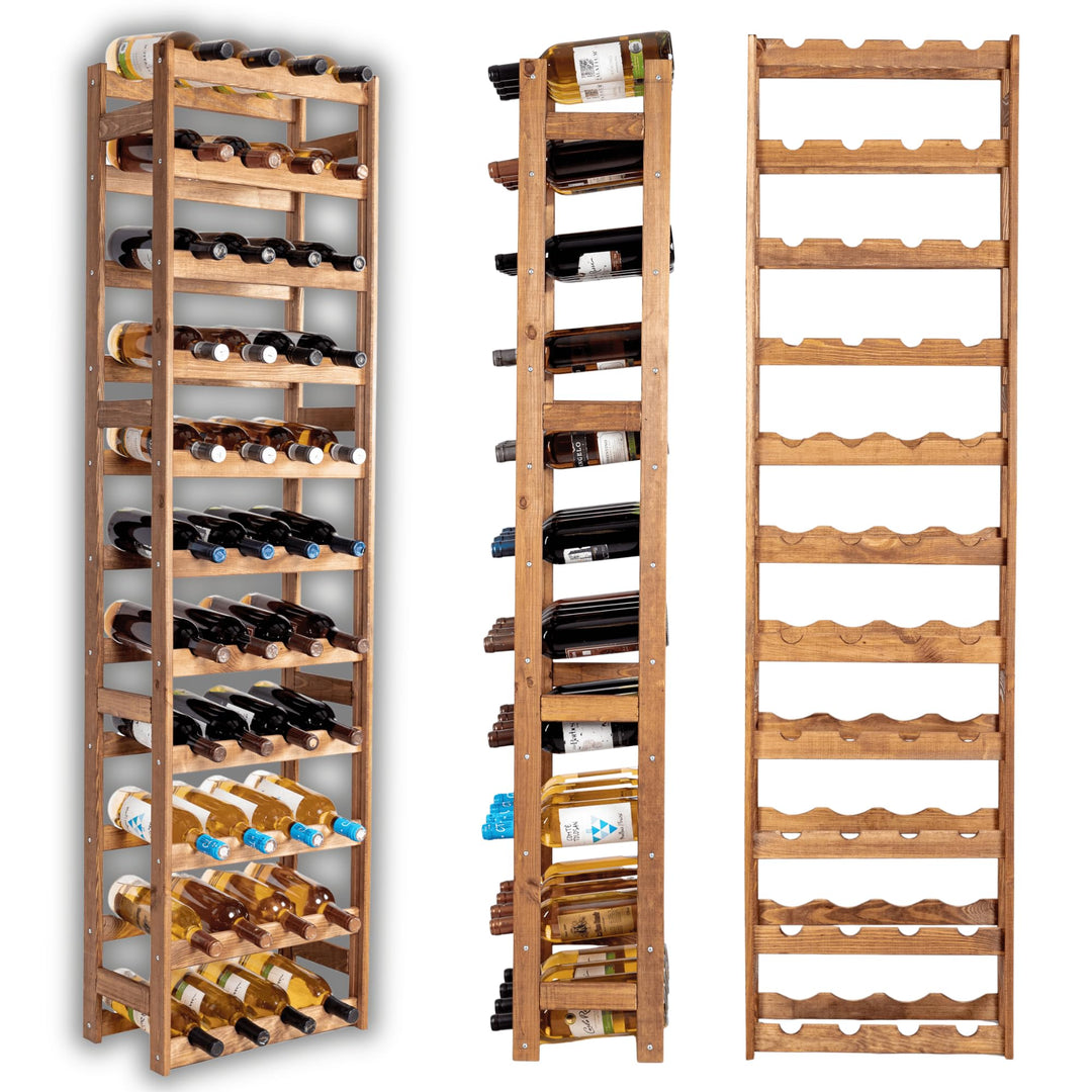 MODO24 Flaschenregal, Weinregal Holz für 44 Flaschen, Weinschrank, Weinständer, Getränkeregal, Weinf