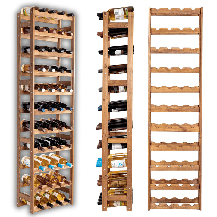 MODO24 Flaschenregal, Weinregal Holz für 44 Flaschen, Weinschrank, Weinständer, Getränkeregal, Weinf