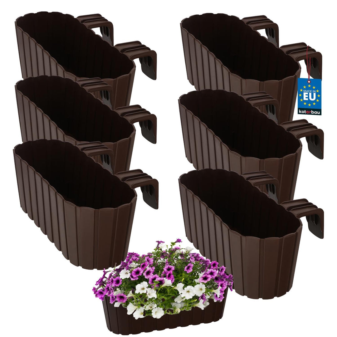 KOTARBAU® 6er Set Blumenkasten für Balkon - 40 x 15 x 15 cm - Blumenkasten für Balkongeländer - Balk