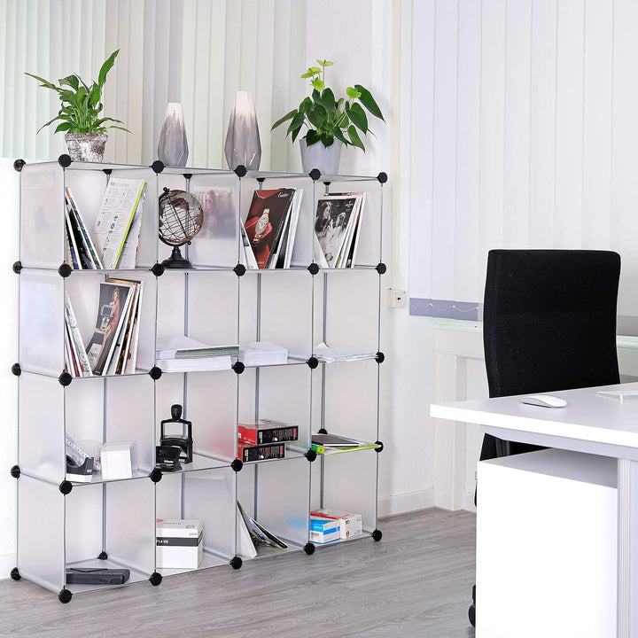 dibea Steckregal aus Kunststoff Schuhregal Aufbewahrungsregal modulares System, mit 16 Fächern á 30x
