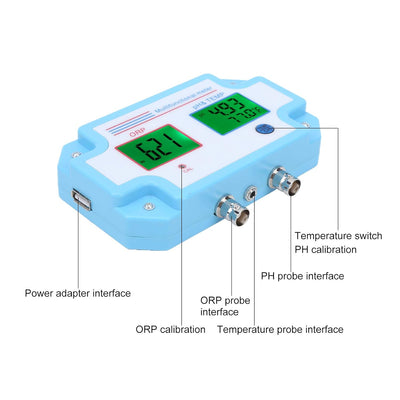 Wasserqualitätsprüfgerät, pH- / Redox- / Temperaturüberwachung mit Sonde, 1: 3-Digital-LCD-Multipara