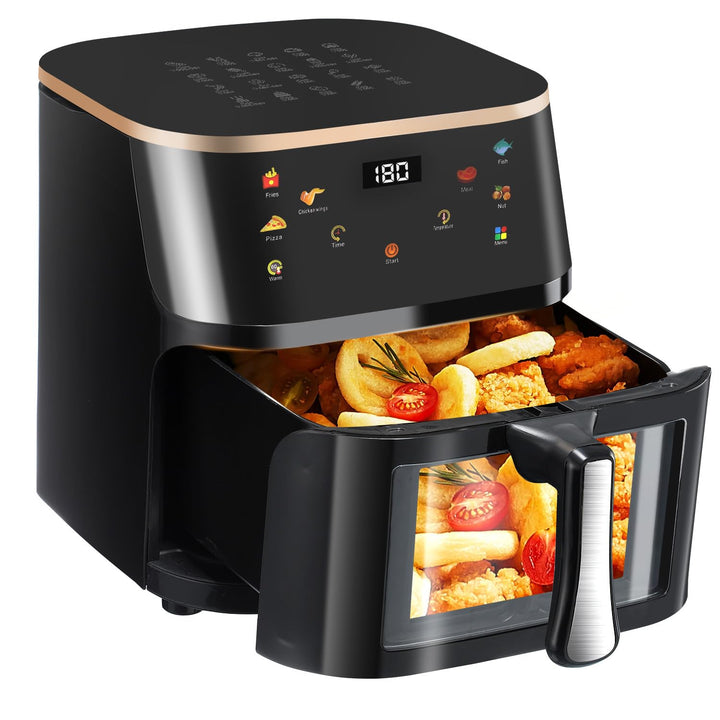 HeissLuftfritteuse, 9 Liter, Touchdisplay, HeissLuftfritteuse Mit Sichtfenster Pro Air Fryer Timer &